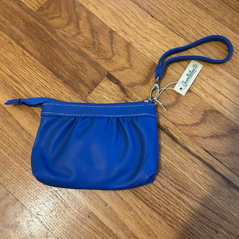 Royal Blue Pleated Clutch with Wrist Strap